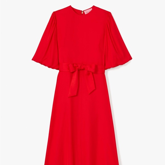 Kate Spade Red Silk Dress - silk twill matinee dress - tomato - Picture 2 of 4